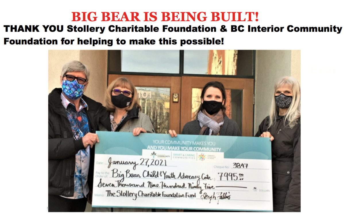 THANK YOU Stollery Charitable Foundation & BC Interior Community Foundation!